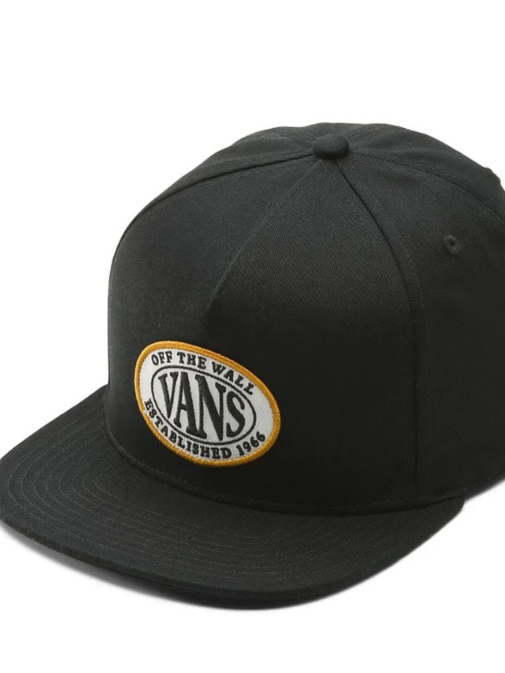 Vans Black Baseball Cap with Yellow-Trim 'Off The Wall' Patch